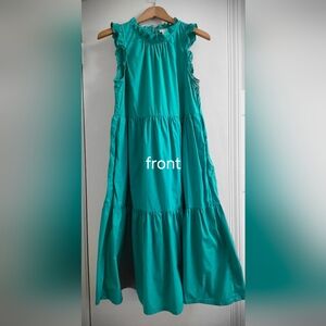 J. Crew Green Ruffle Trim Midi Dress Size 6
